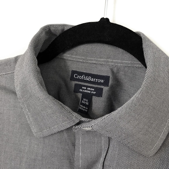 Grey Dress Shirt Mens Size 34/35 Croft and Barrow No Iron - Picture 2 of 4